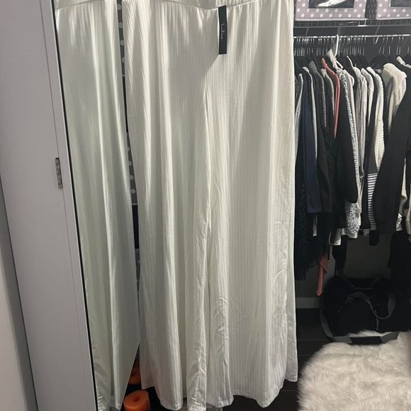 Lulus NWT Let's Unwind White Ribbed Wide-Leg Pants - Picture 2 of 2